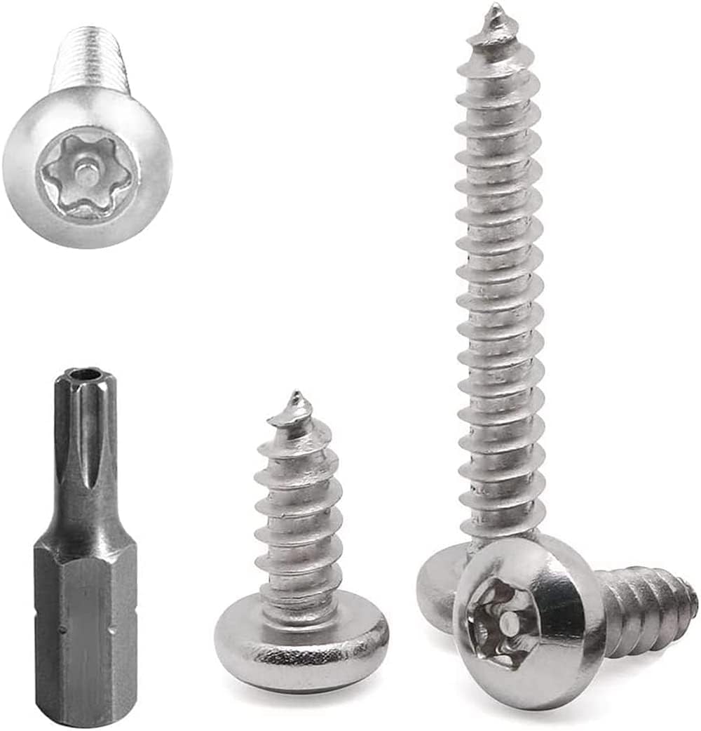 FarDeer Stainless Steel Button Head screws M4 security Sheet Metal Screws Torx Sheet Metal Screws Security Silver Screws Anti-Theft Tamper Proof. (M4*25mm * 50pcs)