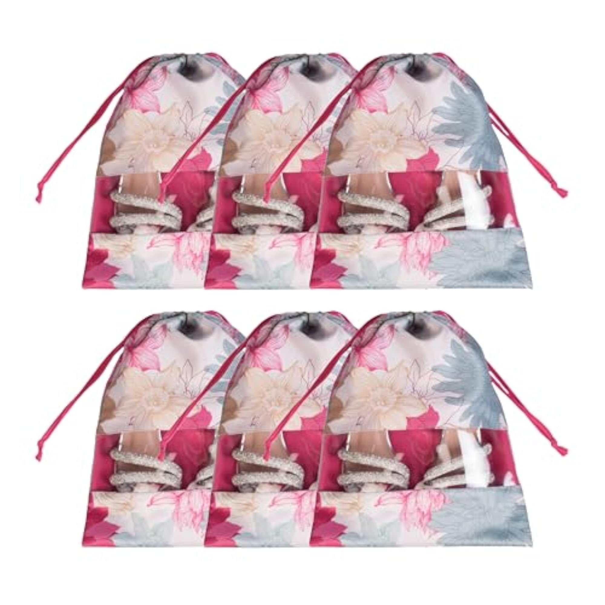 Gulmohar Luxe Drawstring Shoe Pouch Cover, Floral Design