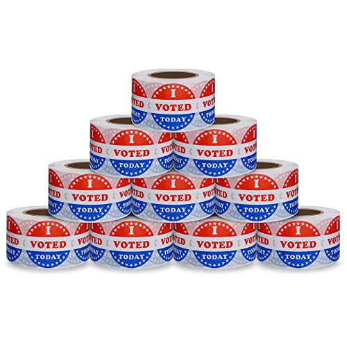 Aleplay I Voted Today with Red, White, and Blue Circle Stickers 38mm Round Total 500 Labels Per Roll (10 Rolls)
