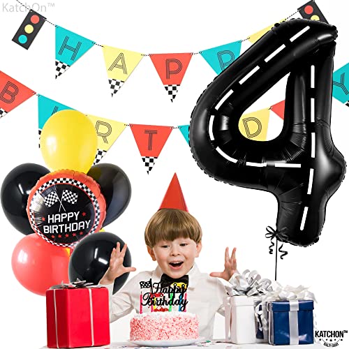 Image of KatchOn Construction 4 Balloon 40 Inch, 4 Birthday Decorations | Construction Balloons, Construction Party Balloons, 4th Birthday Decoration Boy