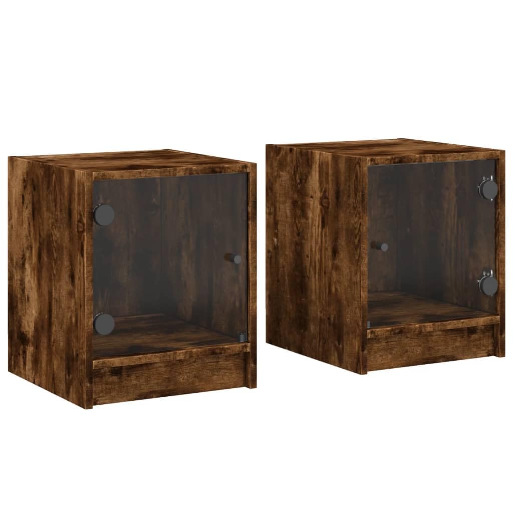 Elegante Nachttische mit Stauraum und Glastüren aus langlebigem Holzwerkstoff für Schlafzimmer und Wohnbereich
