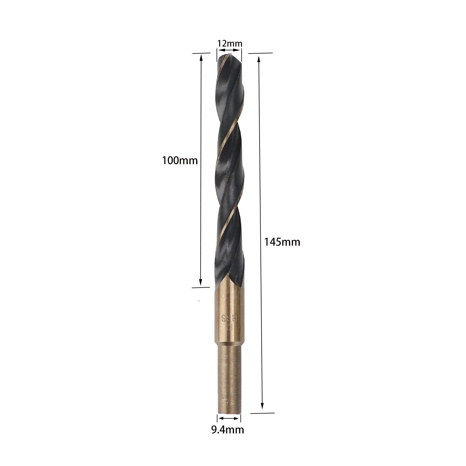 Punte elicoidali ridotte 12mm, HSS 4341 per ferro/rame/acciaio inossidabile/alluminio piastre perforazione