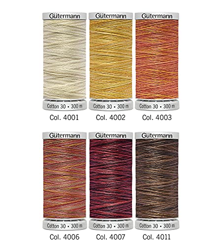 Set de hilo de algodón natural multicolor No.30 Gütermann 6 x 300 m miniatura 4