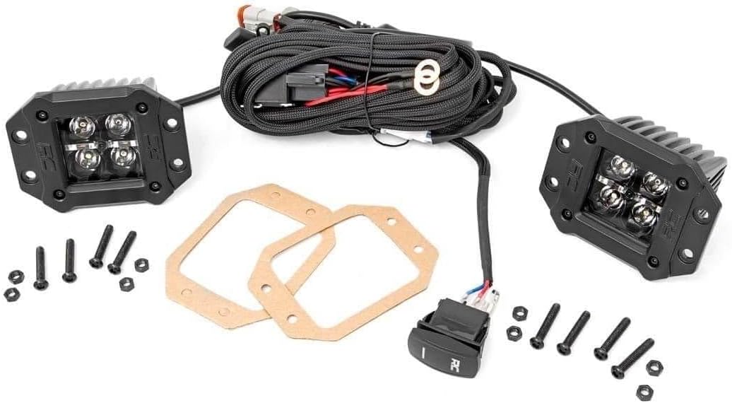 Rough Country 2" Black Series Flush Mount LED Lights | Amber DRL - 70803BLKDRL