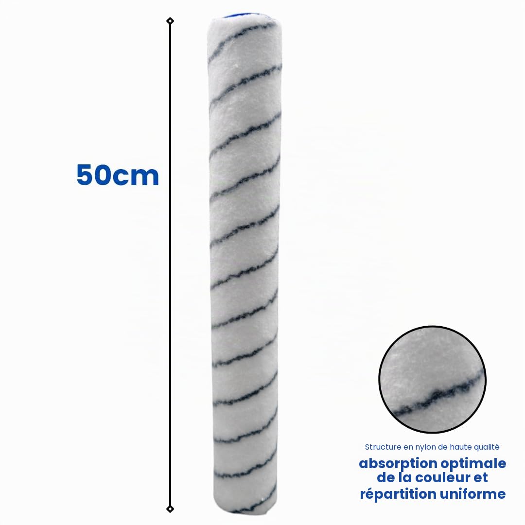 Rouleau de revêtement de sol de 50 cm, rouleau de sol, rouleau de sol – Rouleau de grande surface résistant aux solvants pour : peintures 2K, peinture époxy, peinture nitro, peinture