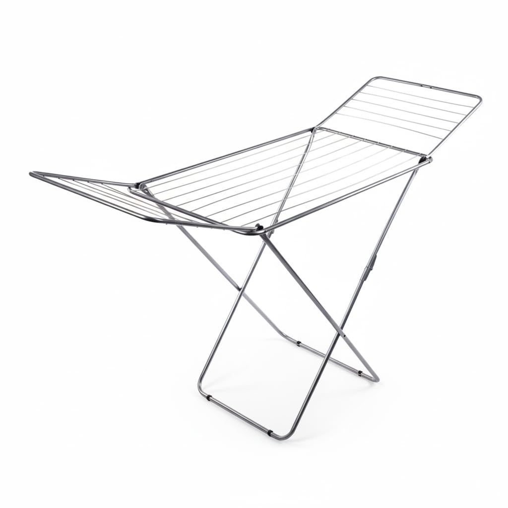 Cuisine Art VERA Clothes Dryer 18M - Foldable Drying Rack with Silver Frame | 180cm x 50cm x 108.5cm Silver-coated Metallic finish