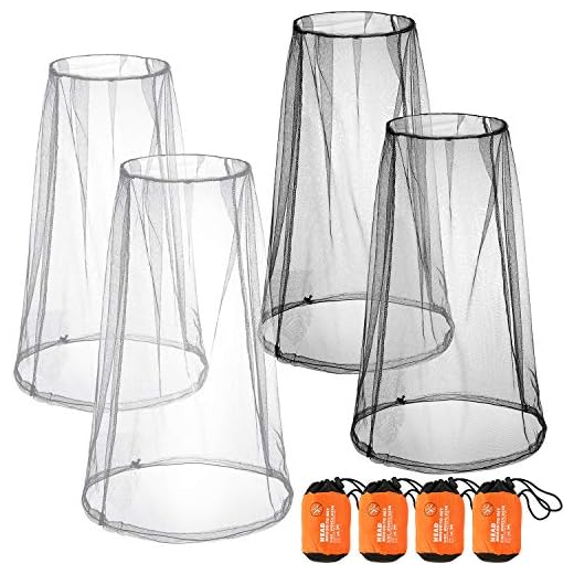 4 Pack Mosquito Head Net Face Mesh Net Head Protecting Net for Outdoor Hiking Camping Climbing Walking Mosquito Fly Insects Bugs Preventing (Big Size, Grey, Black)
