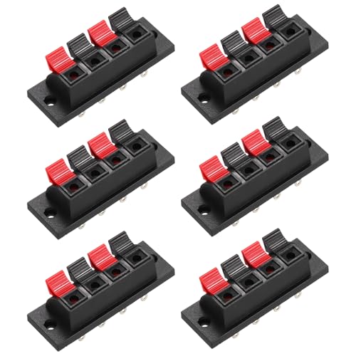 sourcing map 4 Way Spring Terminal Clip Push Release Connector Plate Jack Socket Speaker Terminal Strip Block Speaker Jointing Clamp Test Clip WP4-1 4Pcs
