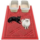 Smiry Cat Litter Box Mat 36x24, Non-Slip Water Resistant Litter Trapping Mat, Easy Clean Less Waste and Urine-Locking Cat Carpet for Indoor, Red