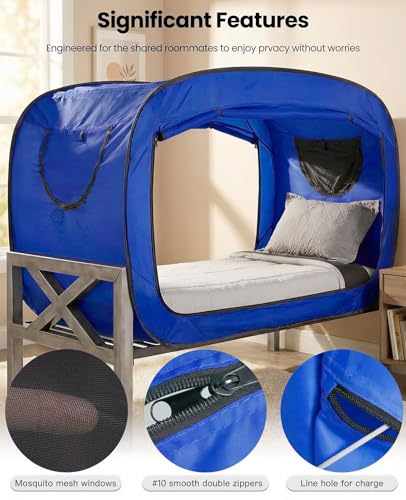 Image of ANC POP Bed Tent Twin Bed Canopy Tents Portable Dream Tent for Kids and Adult Indoor Sleeping Tents with 2 Doors Breathable Private Space Tents