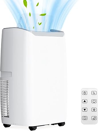 12000 BTU Portable Air Conditioner - 3 in 1 Cooler with Dehumidifier & Fan, Quiet, Cools Up to 550 sq. ft, Easy Install Kit, 24H Timer, Remote Control, LED Display, for Home & Office