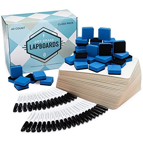 Dry Erase Lapboards (60 Pack) Double Sided +Markers/Erasers 9" x 12" Mini White Dry Erase Boards for Students Whiteboards,Teacher Supplies, Classroom Cover