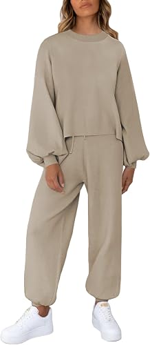 Viottiset Women's 2 Piece Outfits Sweater Set Long Sleeve Casual Knit Pullover S