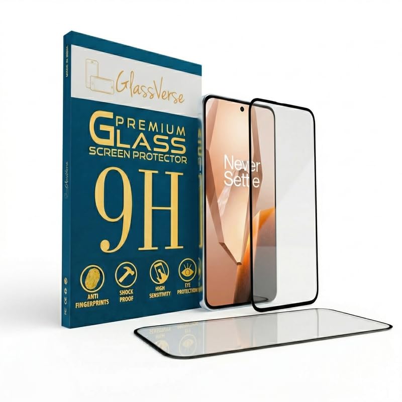 GlassVerse 9H Tempered Glass For Oneplus 13R (Pack Of 2) with Free Installation Kit Full screen Coverage - 6.78 inch