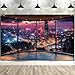 10X8ft City Landscape Backdrop Modern Office Backdrop, Night Modern City Building View Photography Background Video Conference Online Meeting Banner Decor Photo Studio Props