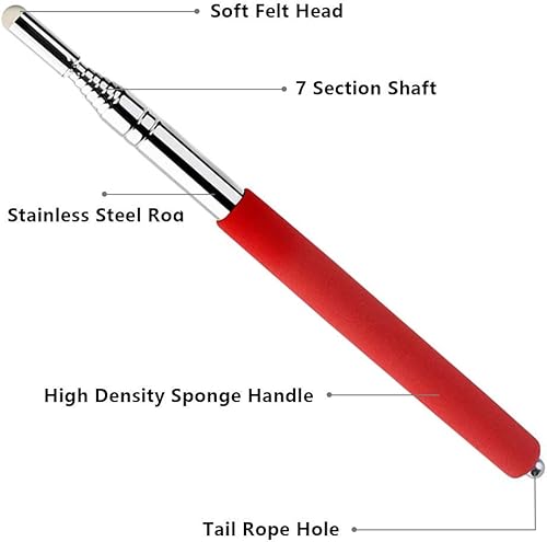 Miniatura 10 de Puntero telescópico con cordón de mano, paquete de 4 punteros para profesores para aula, punteros de presentación para profesores, puntero de mano