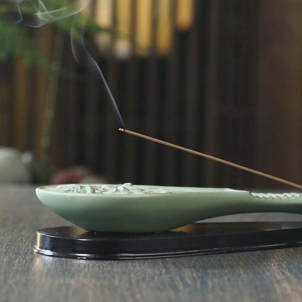 Incense Burner Incense Burner Stick Holder Ash Catcher Line Incense Lute Ceramic Household Incense Holder Indoor Horizontal Incense Burner Incense Holder