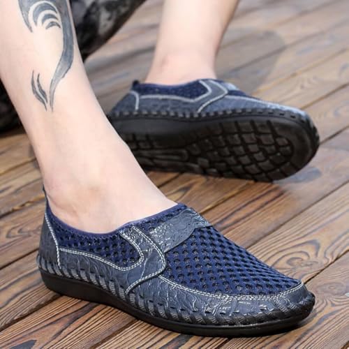 Men's Stitching Honeycomb Mesh Soft Loafers Breathable Outdoor Casual Shoes2