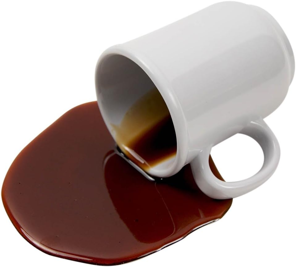 Fake Black Coffee Spill White Mug - Great Gift for Coffee Lovers - Joke Spill