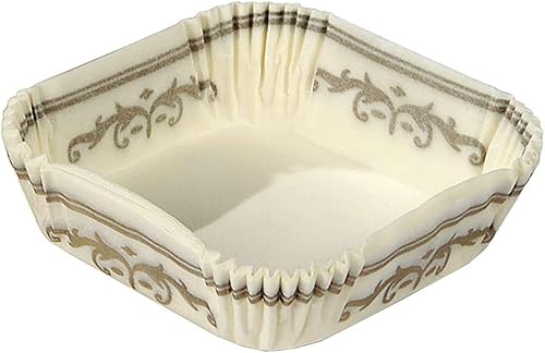 Taza cuadrada de papel glassine para condimentos para fiestas de 2.3 x 2.3 pulgadas, parte inferior, 0.8 pulgadas de alto, diseño Delta, paquete de