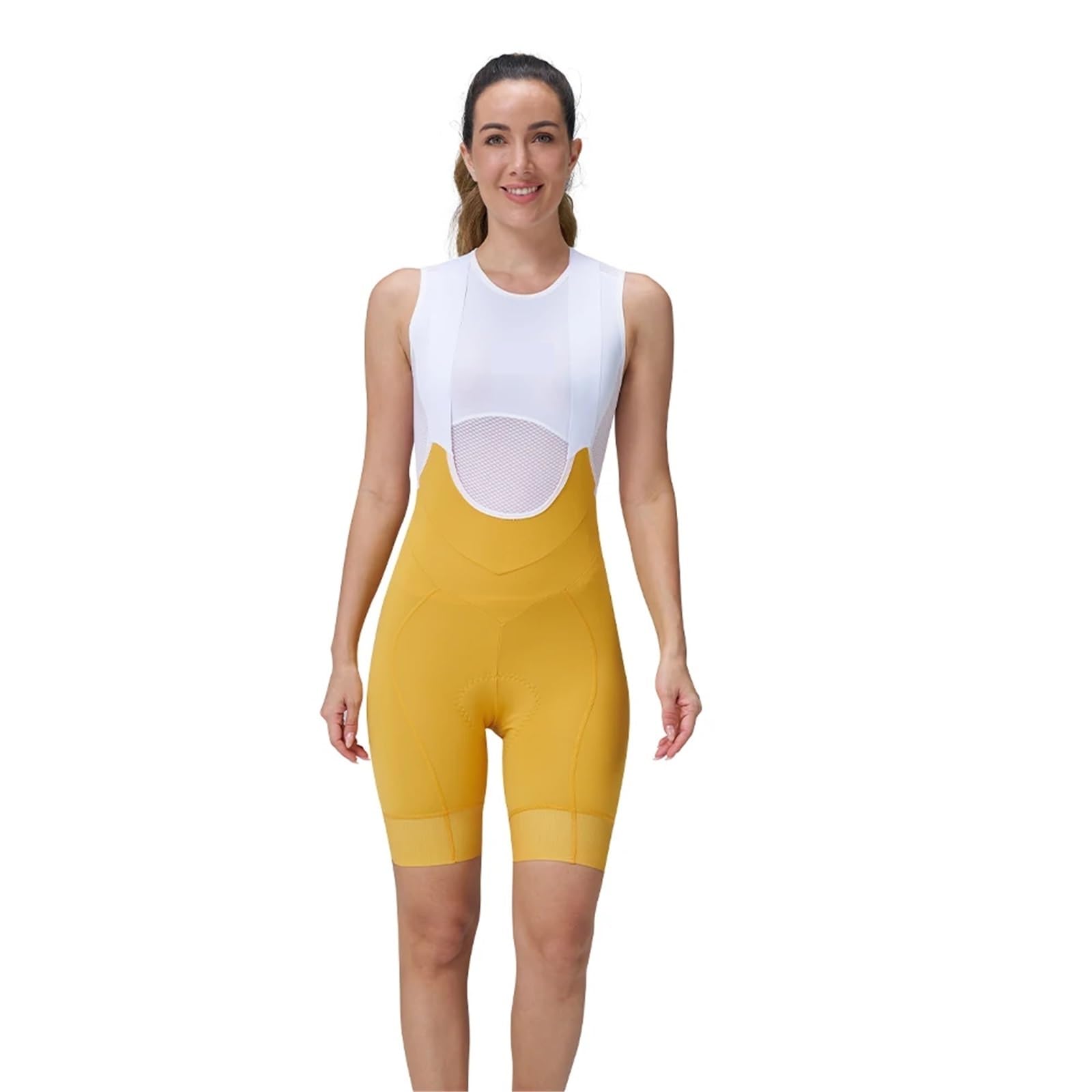 Cuissard à Bretelles Femme Cuissard de Cyclisme for Femme avec Coussinet de Cyclisme 6 Heures, Short de vélo de Route et de Montagne Respirant, Collant de vélo(White,S)