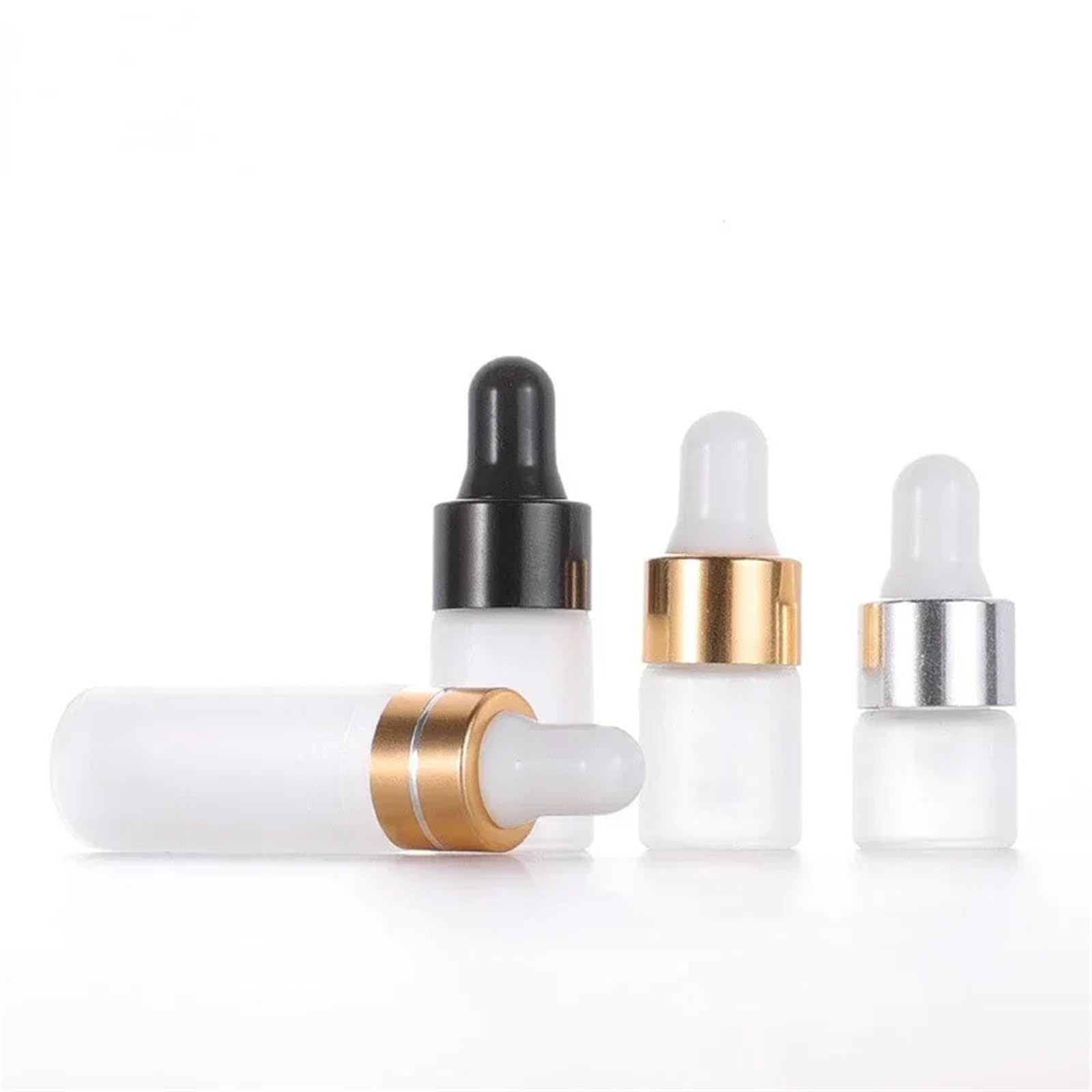 Pipettenflasche 1–5 ml Tropfflasche, klein, feines Öl, klares Milchglas, Probenessenz, separate leere Flaschen for ätherische Öle(Black,100pcs,1ml)