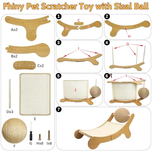 Fhiny Sisal Cat Scratcher Bed, 3 in 1 Kitten Hammock Chair Scratching Pad for Indoor Cat Natural Sisal Scratch Post Ball Kitty Lounge Cat Furniture for Clawing Sleeping Play by Fhiny - Image 7