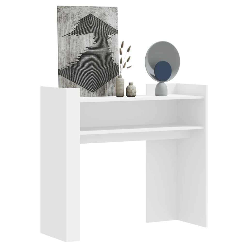 SXZenSpace Console Table White 100x35x90 cm Engineered Wood Hallway Desk with Shelf Modern Slim Sofa Side for Living room Corridor Bedroom