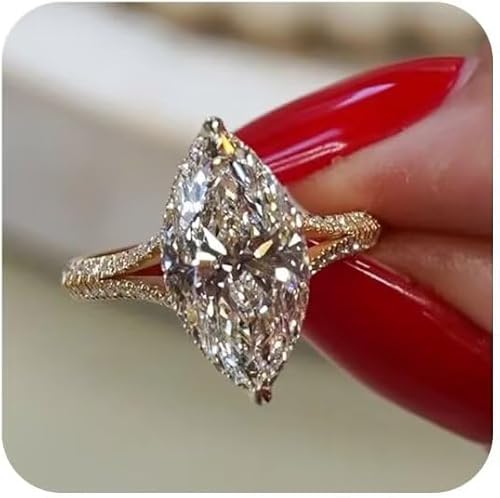 Anillo de compromiso chapado en oro de 18 quilates con circonita cúbica en forma de pera para mujer, anillo solitario de novia de inspiración