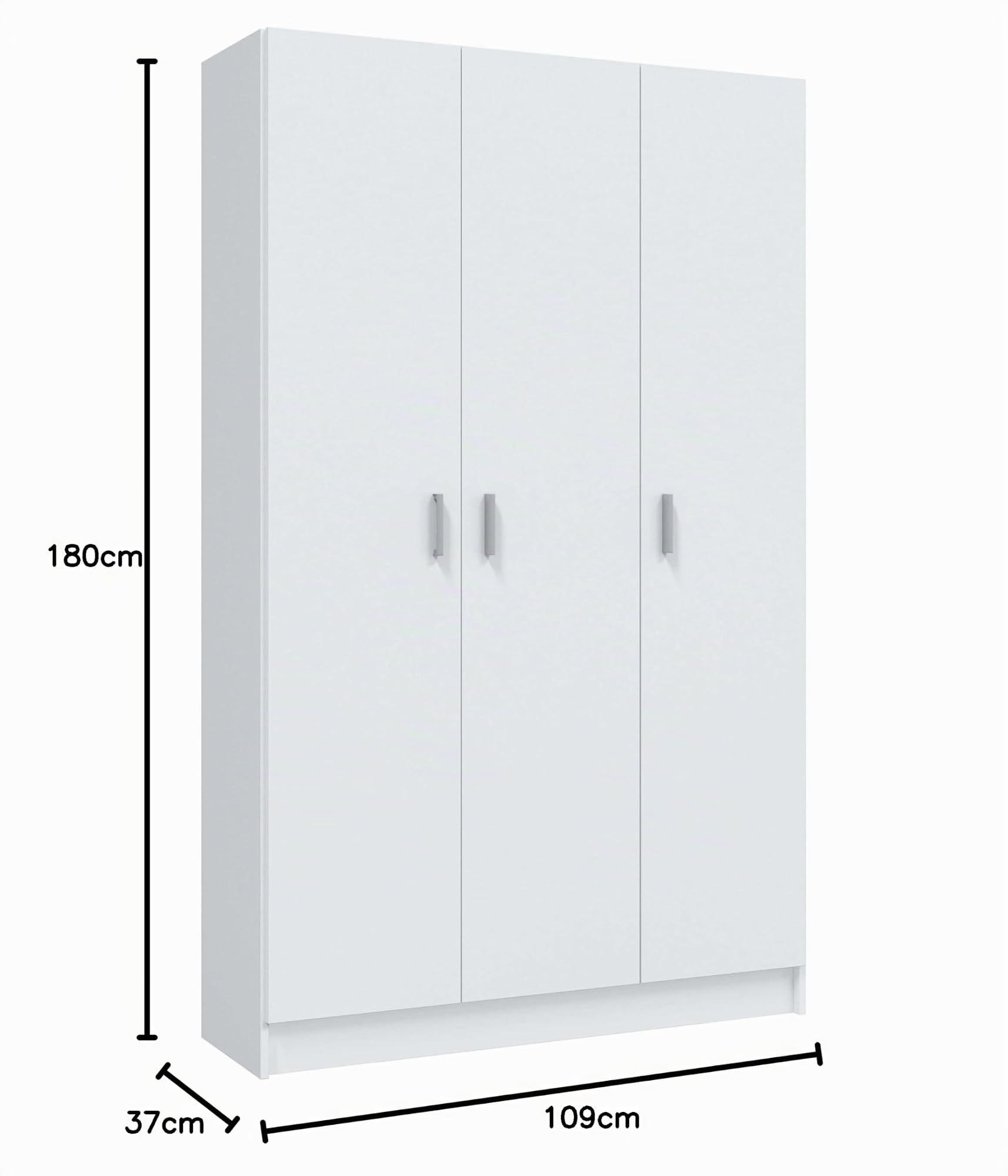 Miroytengo Armario Multiusos Escobero 3 Puertas, Armario de Cocina, Armario Despensa, Mueble Lavanderia, Baño 109x180 cm