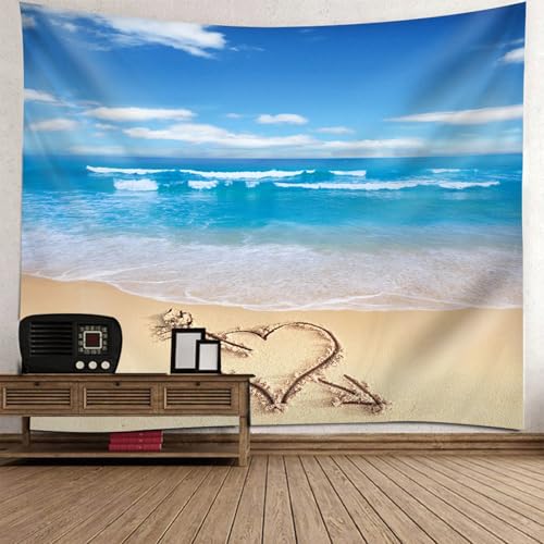 Tapisserie motif paysage plage 140x210CM pour tenture murale ado