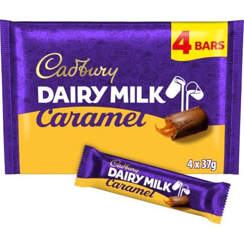 Cadbury Dairy Milk Caramel Chocolate Bar Milk Chocolate with Smooth Caramel Filling 4 x 37 g Bars Per Pack (1 Pack Total)