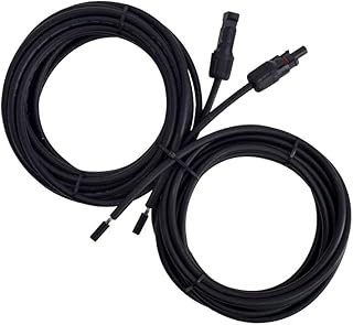 Renogy Cables de extensión de Cable Adaptador Solar de 20 pies 10 AWG con Conector Hembra y Macho, 1 par, Color Negro