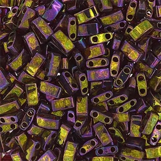 5 g Miyuki Tila-Half Tila-Quater Tila 2-Hole Beads, Size Half Tila 5 x 2.3 mm, 24K Gold Coated (# 0191), Japan, Glass