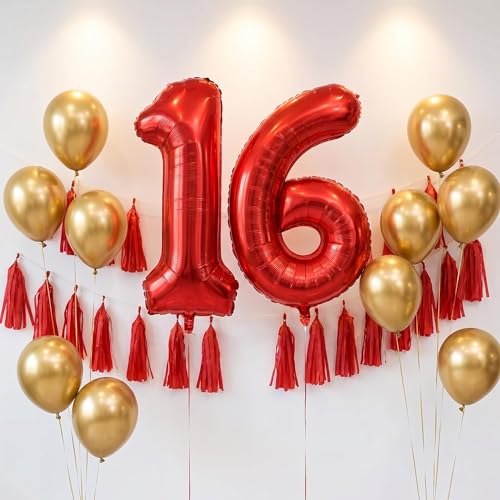 Image of YPSelected 32 Inch Large Foil Helium Number Balloon Birthday Wedding Party 0-9 (Red, 6)