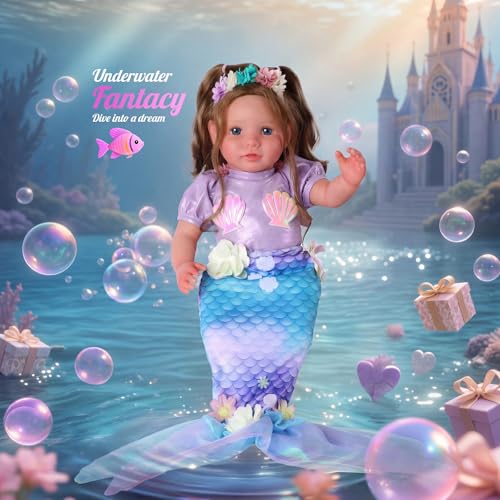 Muñeca bebé sirena realista de 20 pulgadas miniatura 4