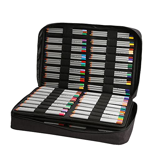 Image of Lbxgap Portable Colored Pencil Case Holds 480 Slots Pencils or 320 to 328 Gel Pens Large Capacity Pencil Organizer with Handle Strap Handy for Colored Pencils & Gel Pen