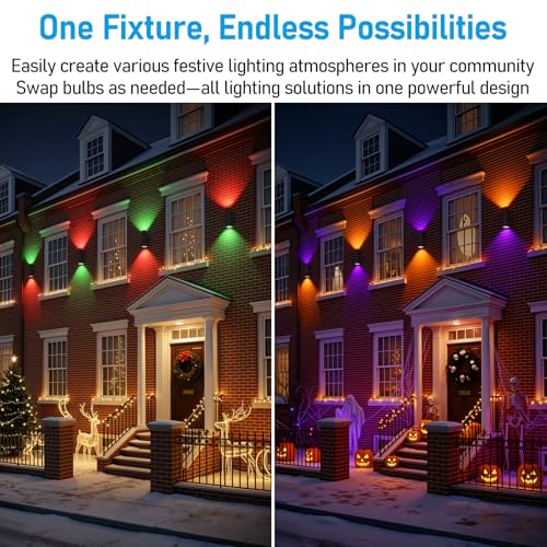 LEONLITE Modern Outdoor Cylinder Wall Lights 22", Up and Down Porch Patio Lights, Matte Black Waterproof Wall Sconce, Aluminum, E26 Base, Exterior Light Fixture Wall Mount, ETL, Pack of 2 by LEONLITE - Image 5