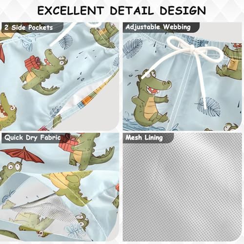 Boys Swim Trunks Green Crocodile Blue Toddler Swim Shorts Beach Board Shorts Swimsuit3