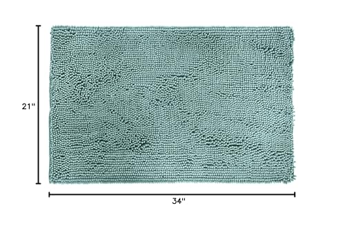 Image of Amazon Basics Bathroom Rugs, Extra Soft Absorbent Shag Bath Rugs, Non-Slip Backing, Quick Drying, Machine Washable, Plush Comfort for Bathroom Floor, Tub and Shower, 21 inch x 34 inch, Seafoam Green