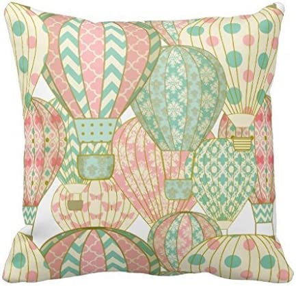 0deop Pastel Pink And Blue Hot Air Balloons Pillow Case 18x18Inch(45cmx45cm)