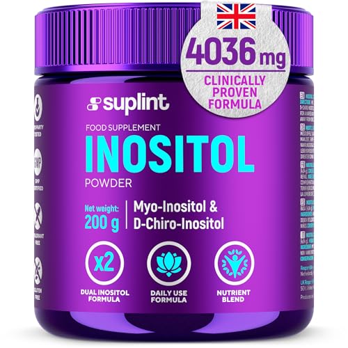 Inositol Powder 200 g 49 Servings Myo-Inositol & D-Chiro-Inositol Support for Cycle & Hormonal Balance High Bioavailability Lab Tested GMP Certified