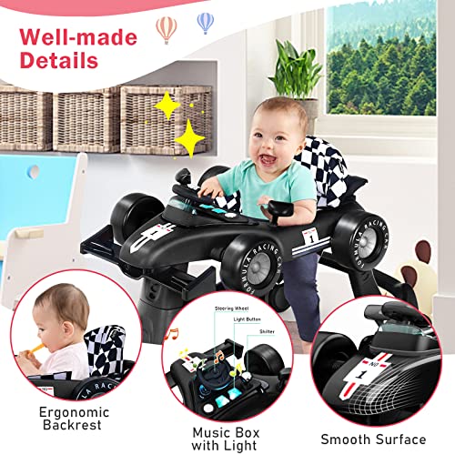 Image of BABY JOY 4-in-1 Baby Walker, Foldable Activity Walker with Adjustable Height & Speed, Music, Lights, Anti-Rollover, Toddler Push Walker, Baby Walker with Wheels for Boys Girls 6-18 Months (Black)