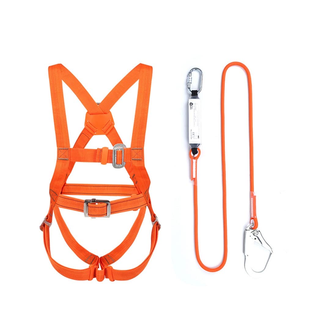 SwaYve Arnés de Protección Contra Caídas, Kits de Arnés de Seguridad, Cinturón de Seguridad de Cuerpo Completo, para Escalada, Montañismo, Rescate Contra Incendios, Rapel/Single Hook/2M