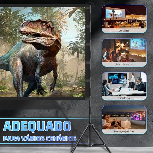 Tela do Projetor 120 Polegadas, Tela de Projeção com Suporte de 120 Polegadas, Tela de Projeção Port