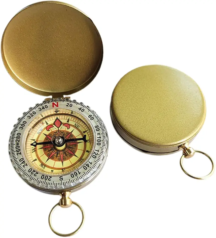 Bússola de acampamento premium – bússola de sobrevivência de cobre com função luminosa para esportes e aventuras ao ar livre