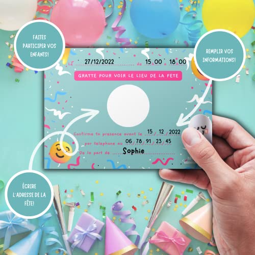 Pack De 12 Cartes D'invitation Anniversaire à Thème Jeu En Français