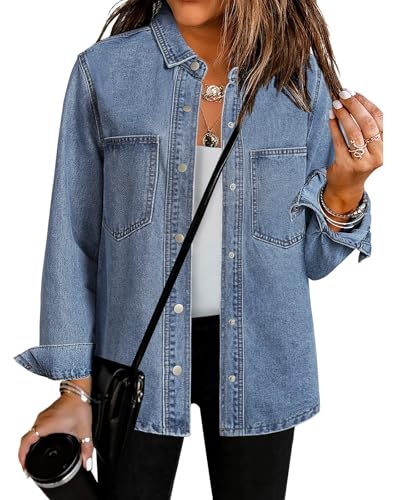 luvamia Denim Jackets for Women Trendy Long Sleeve Jean Jacket