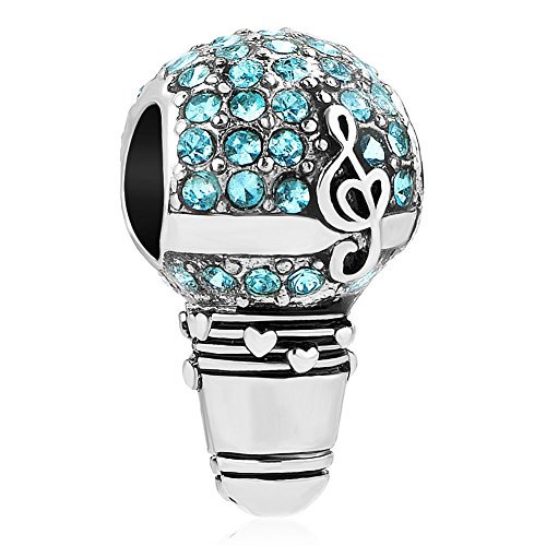 QueenCharms Love Singing Microphone Charm Music Note Beads for Bracelets
