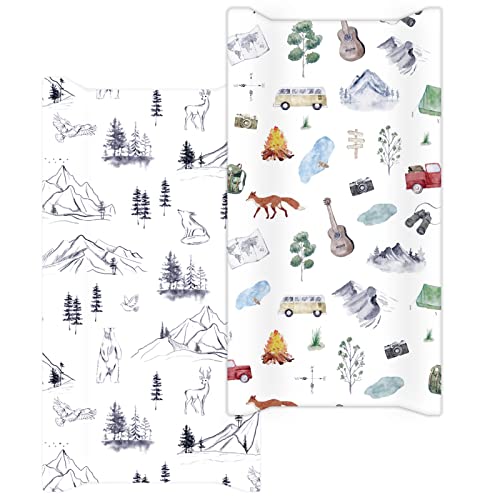 Image of Stretchy Changing Pad Cover Pea Pod 2 Pack Jersey Knit Changing Table Covers for Boys Girls Ultra Soft Diaper Changing Table Sheets Cradle Sheets Set